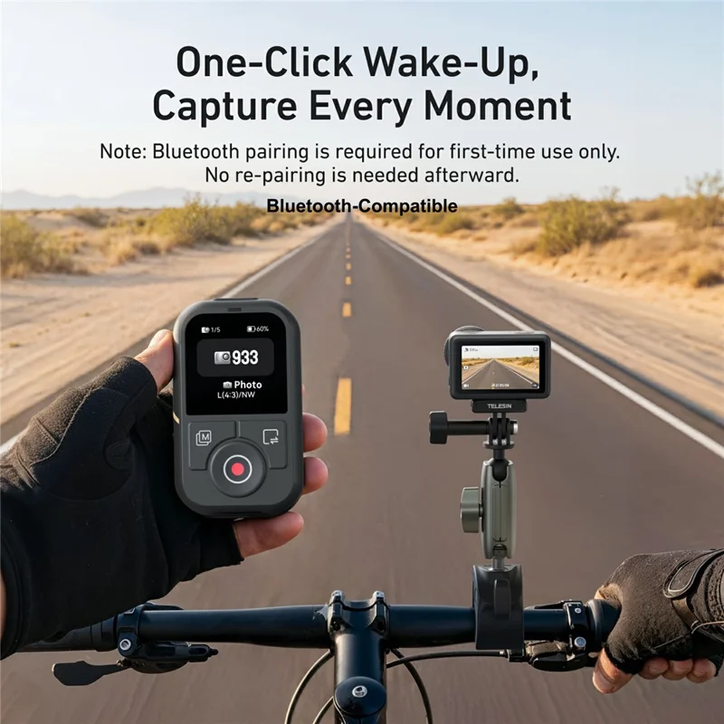 TELESIN S5-RMT-03-TDJ 1.4 Inch HD Screen Remote Control for DJI Osmo 360 / Action 4 / 5 Pro / 6 Bluetooth-compatible Camera Controller