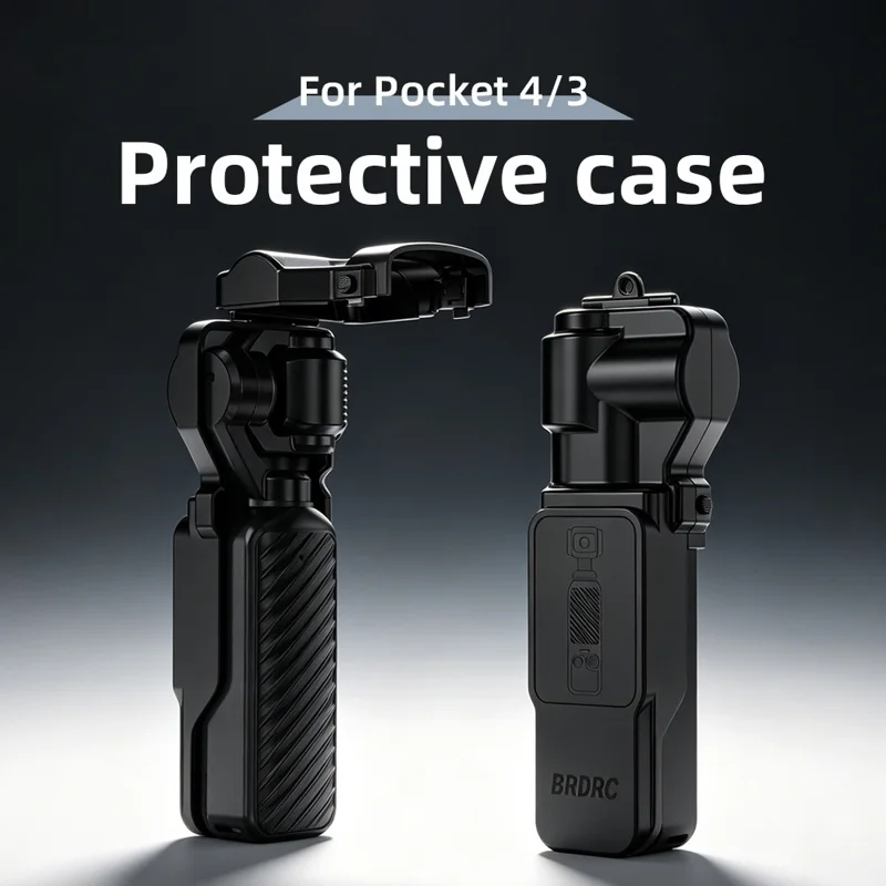 BRDRC For DJI Osmo Pocket 4  /  3 Protective Case Shockproof Flip Top Cover with Magnetic Filter Slot - Black