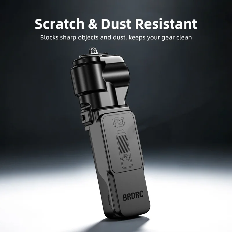 BRDRC For DJI Osmo Pocket 4  /  3 Protective Case Shockproof Flip Top Cover with Magnetic Filter Slot - Black