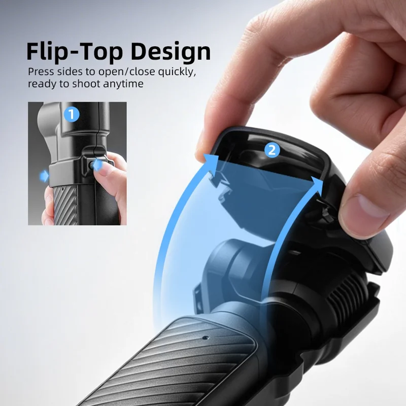 BRDRC For DJI Osmo Pocket 4  /  3 Protective Case Shockproof Flip Top Cover with Magnetic Filter Slot - Black