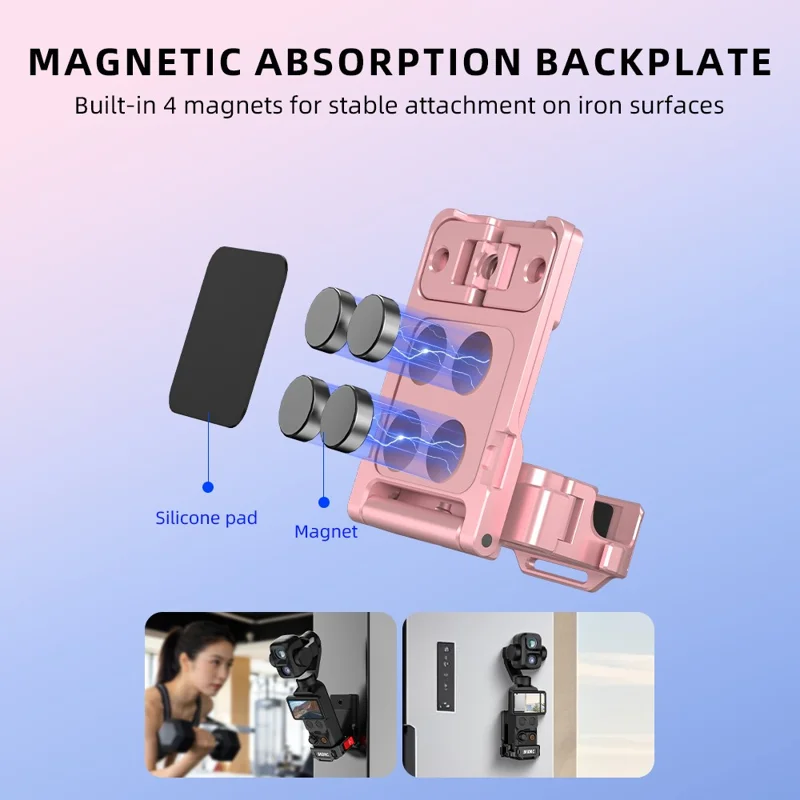 BRDRC 9 in 1 Interface Extension Magnetic Mount for DJI Osmo Pocket 4P  /  4  /  3  180 Degree Adjustable Aluminum Alloy Stand - Black