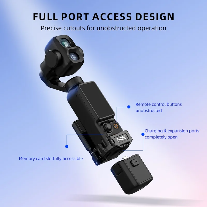 BRDRC 9 in 1 Interface Extension Magnetic Mount for DJI Osmo Pocket 4P  /  4  /  3  180 Degree Adjustable Aluminum Alloy Stand - Black