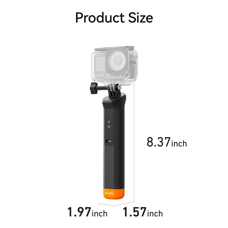 TELESIN S4-FHG-01-TDJ Floating Handle Bluetooth-compatible Remote IP68 Waterproof for DJI OsmoAction 6 / 5 Pro / 4