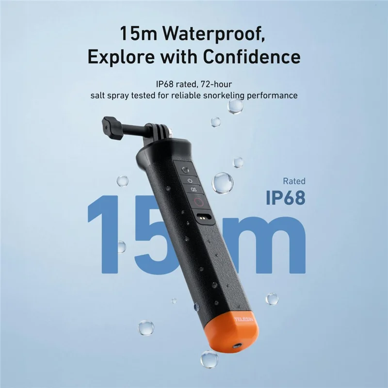 TELESIN S4-FHG-01-TDJ Floating Handle Bluetooth-compatible Remote IP68 Waterproof for DJI OsmoAction 6 / 5 Pro / 4