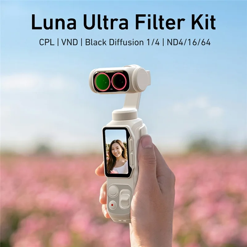 TELESIN S5-FLT-85-TIS per kit filtro Insta360 Luna, set di filtri per fotocamera CPL VND Diffusione Nera 1/4 - Trasparente