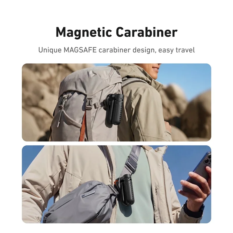 TELESIN P1-CSS-03BK Magnetic Carabiner Mini Selfie Stick Bluetooth-compatible Remote Tripod for Vlog Live Streaming - Black