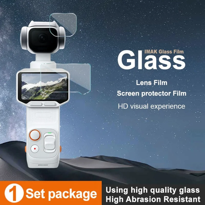 IMAK For Insta360 Luna Pro Camera Tempered Glass Screen Protector + Lens Protector Kit - Transparent