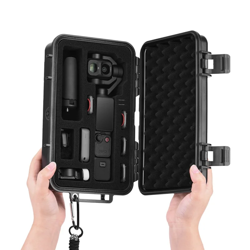 BRDRC for DJI Osmo Pocket 4P Safety Box PP + Sponge Shock Absorbing Protective Case - Black