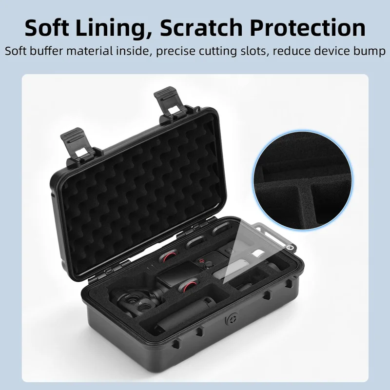 BRDRC for DJI Osmo Pocket 4P Safety Box PP + Sponge Shock Absorbing Protective Case - Black