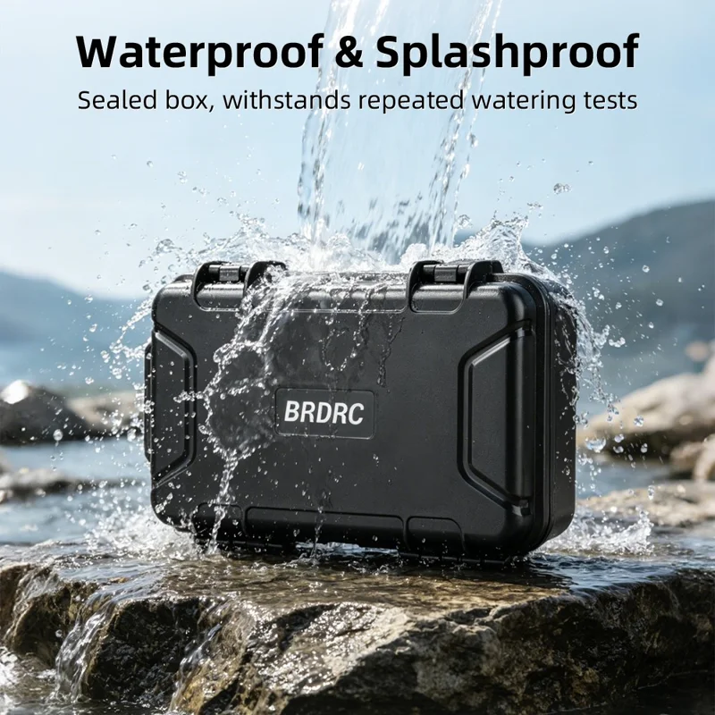 BRDRC for DJI Osmo Pocket 4P Safety Box PP + Sponge Shock Absorbing Protective Case - Black