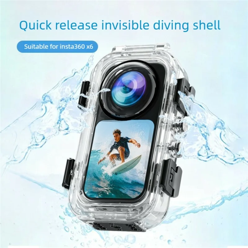 For Insta360 X6 Magnetic Quick Release Invisible Diving Case Transparent PC Waterproof Cover - Transparent