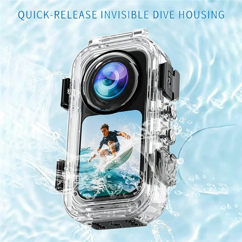 For Insta360 X6 Magnetic Quick Release Invisible Diving Case Transparent PC Waterproof Cover - Transparent