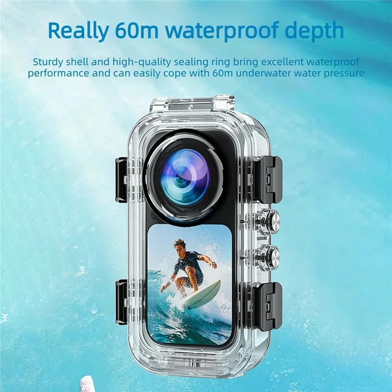 For Insta360 X6 Magnetic Quick Release Invisible Diving Case Transparent PC Waterproof Cover - Transparent