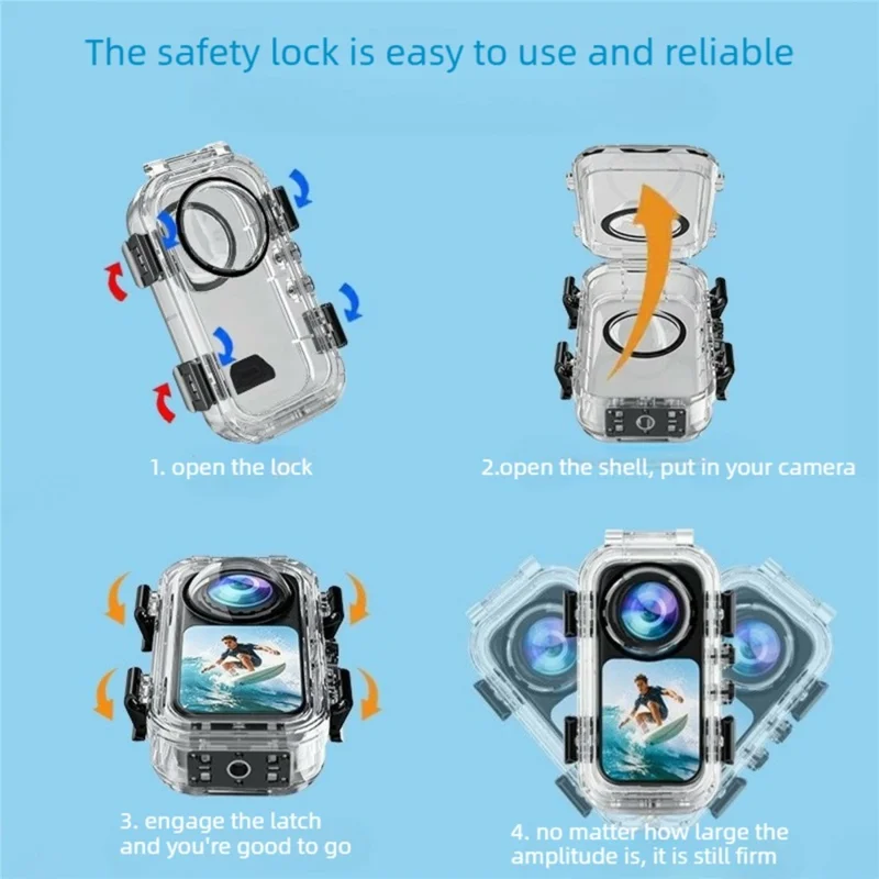 For Insta360 X6 Magnetic Quick Release Invisible Diving Case Transparent PC Waterproof Cover - Transparent