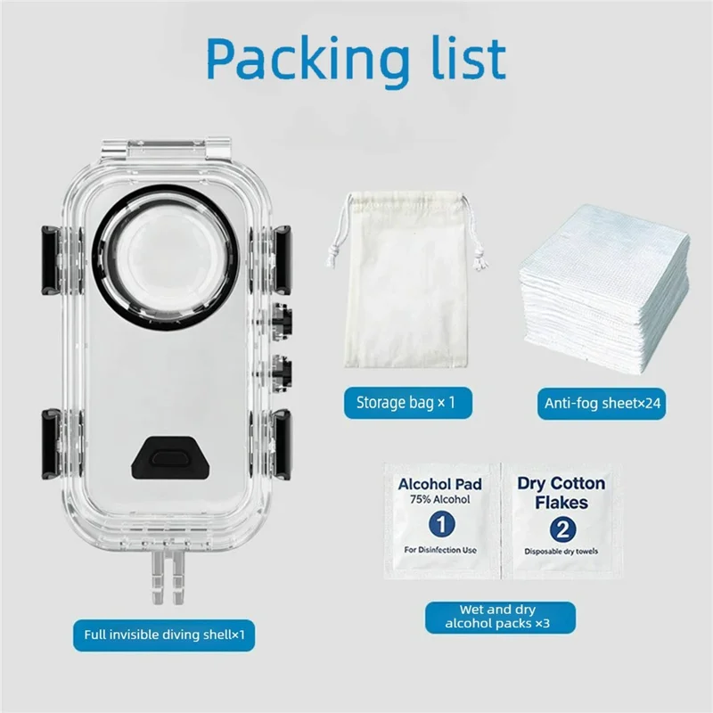 For Insta360 X6 Invisible Diving Case Transparent PC Anti-Fog Waterproof Housing Shell