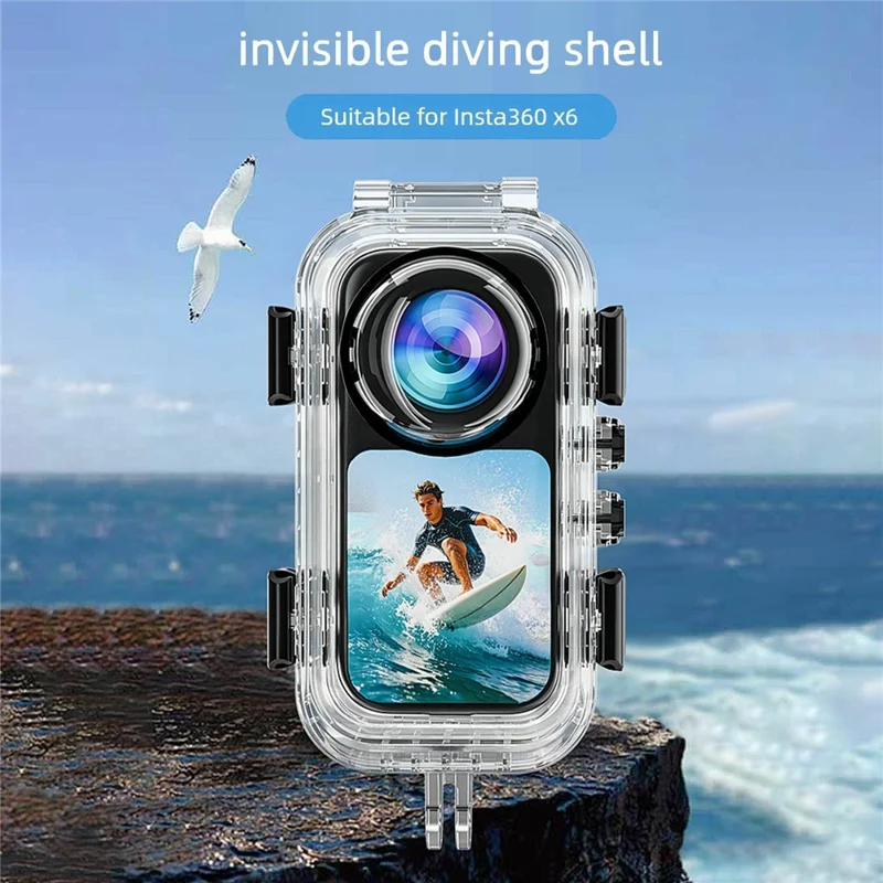 For Insta360 X6 Invisible Diving Case Transparent PC Anti-Fog Waterproof Housing Shell