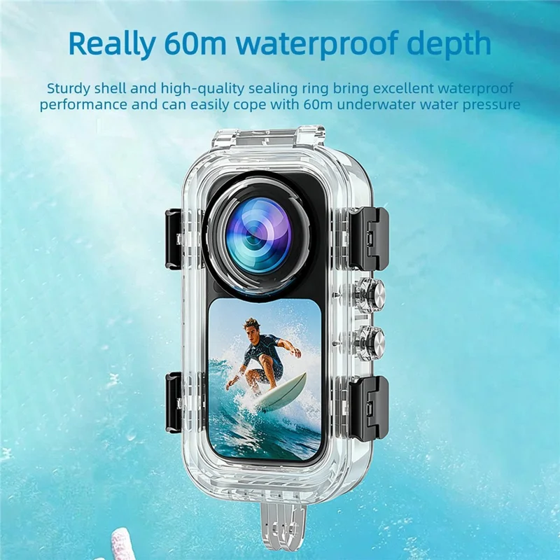 For Insta360 X6 Invisible Diving Case Transparent PC Anti-Fog Waterproof Housing Shell