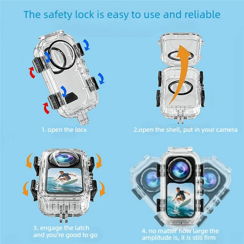 For Insta360 X6 Invisible Diving Case Transparent PC Anti-Fog Waterproof Housing Shell