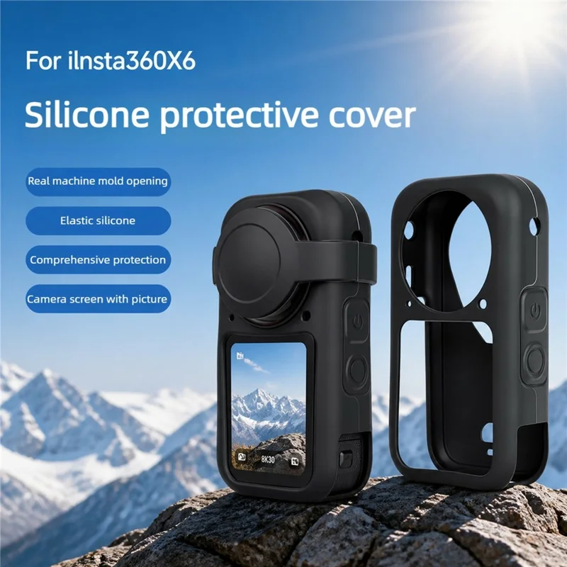 Étui de protection en silicone antichoc pour Insta360 X6 avec capuchon d'objectif