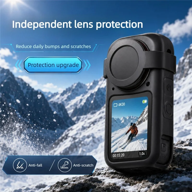Étui de protection en silicone antichoc pour Insta360 X6 avec capuchon d'objectif