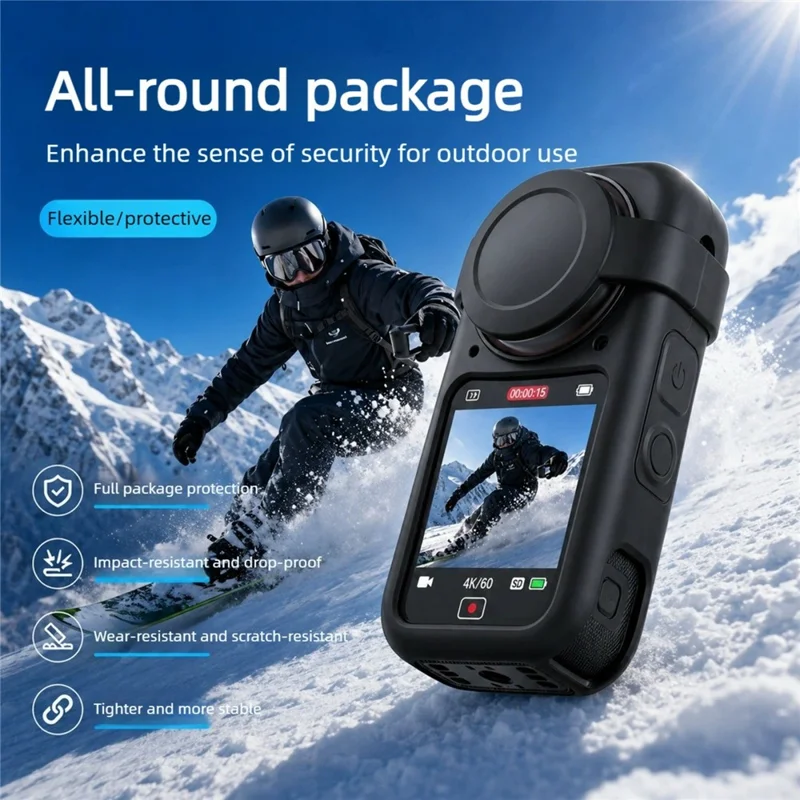 Étui de protection en silicone antichoc pour Insta360 X6 avec capuchon d'objectif