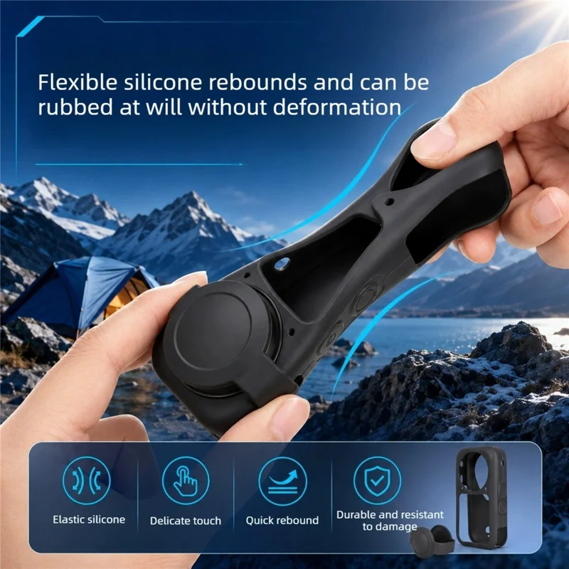 Étui de protection en silicone antichoc pour Insta360 X6 avec capuchon d'objectif