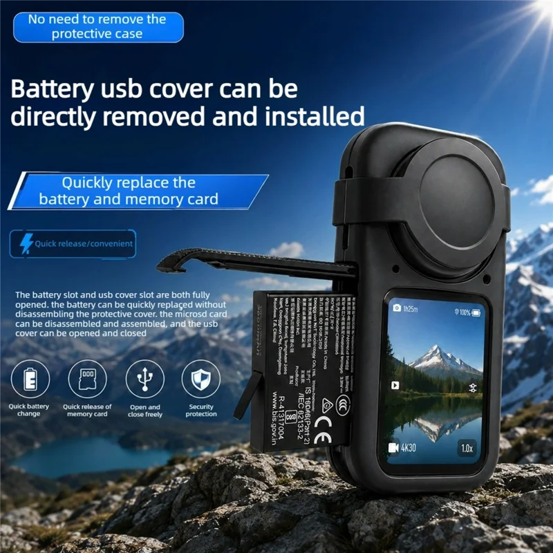 Étui de protection en silicone antichoc pour Insta360 X6 avec capuchon d'objectif