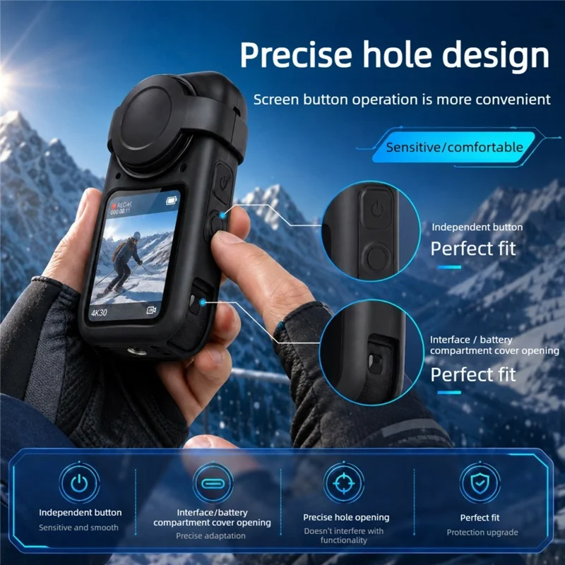 Étui de protection en silicone antichoc pour Insta360 X6 avec capuchon d'objectif