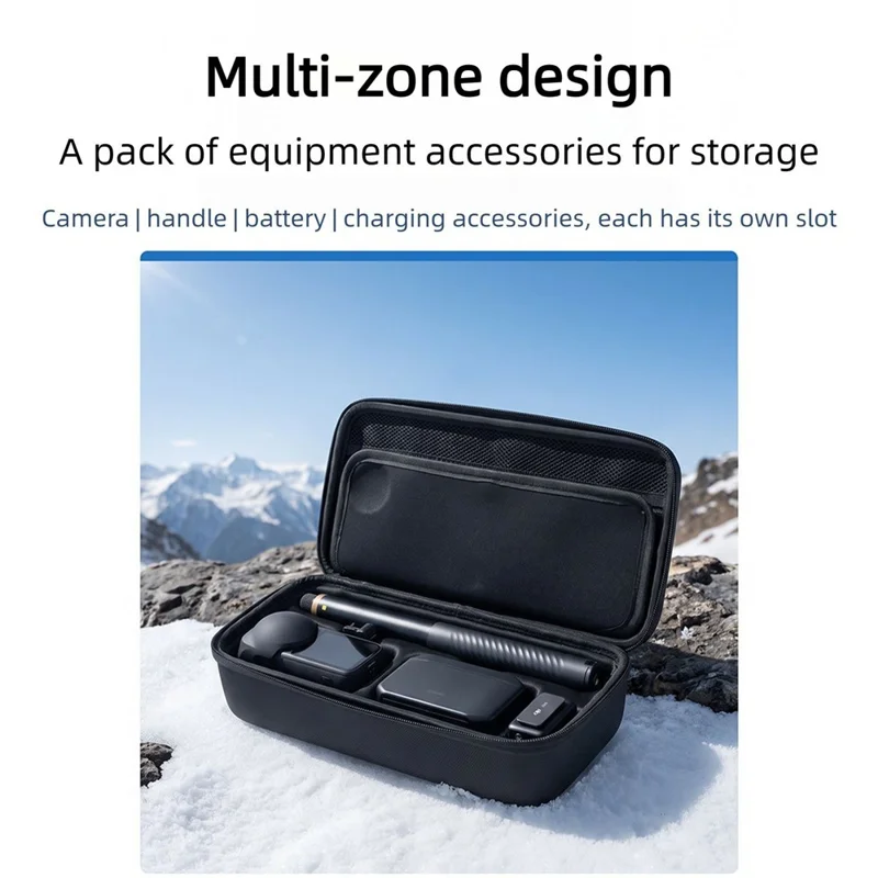 For Insta360 X6 Hard Shell Camera Storage Case EVA Organizer Bag with Handle - Black
