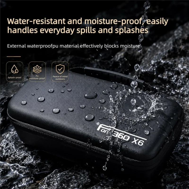 For Insta360 X6 Hard Shell Camera Storage Case EVA Organizer Bag with Handle - Black
