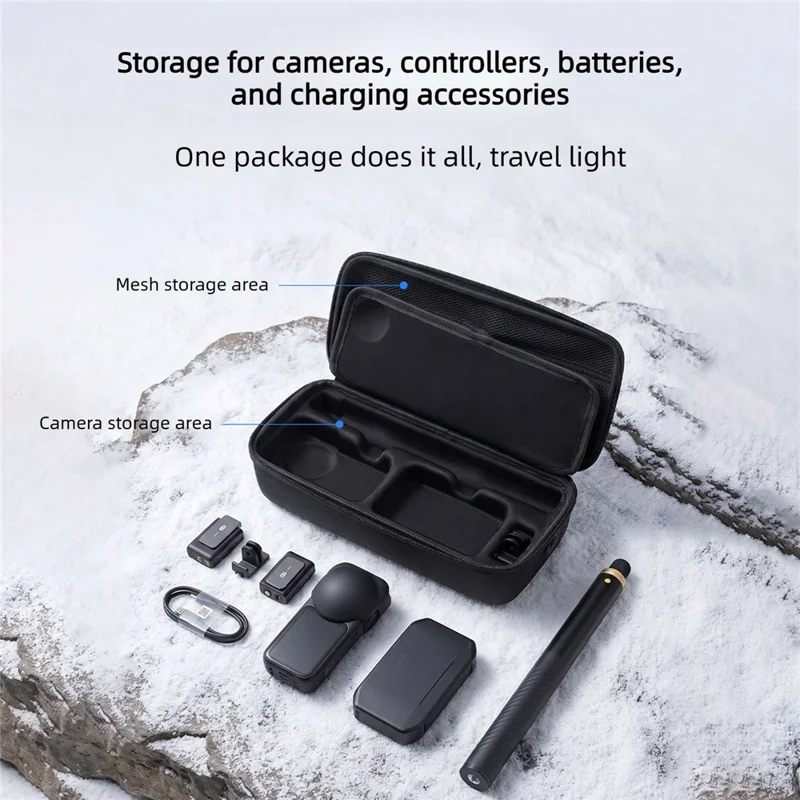 For Insta360 X6 Hard Shell Camera Storage Case EVA Organizer Bag with Handle - Black