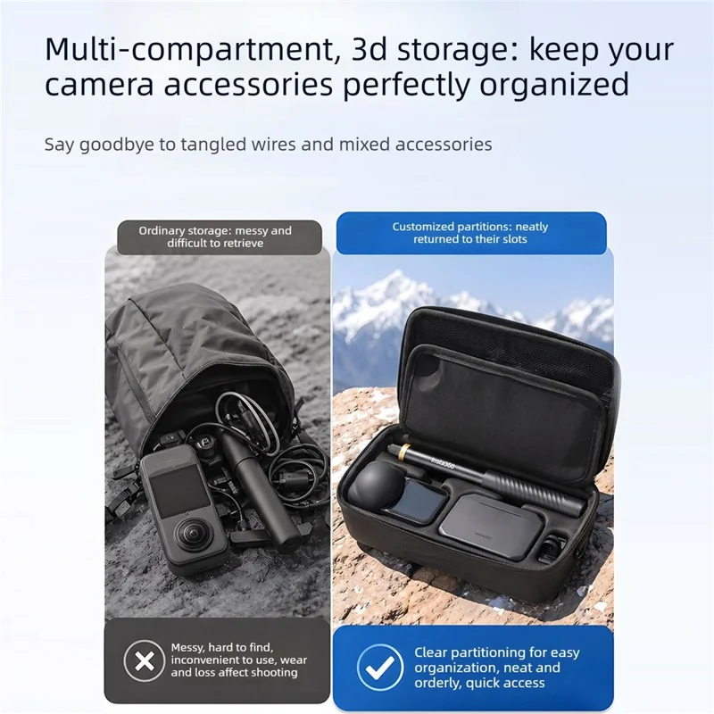 For Insta360 X6 Hard Shell Camera Storage Case EVA Organizer Bag with Handle - Black
