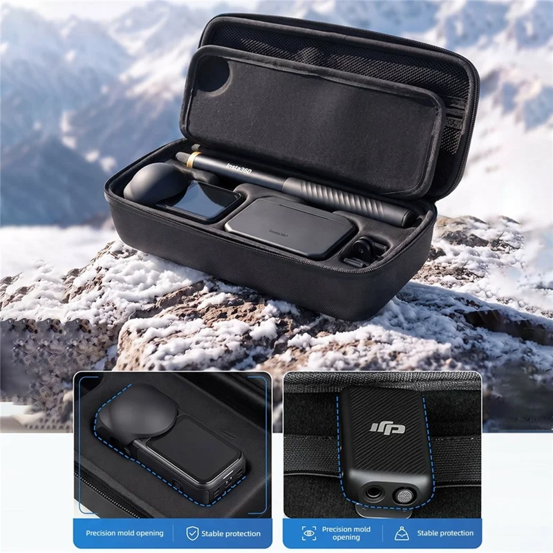 For Insta360 X6 Hard Shell Camera Storage Case EVA Organizer Bag with Handle - Black