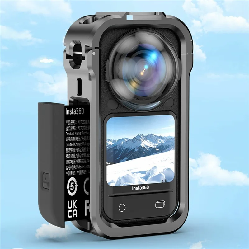 Para Insta360 X6 Alumínio Liga Estrutura Rápida de Libertação Coelho Estrutura de Expansão Cold Shoe - Preto