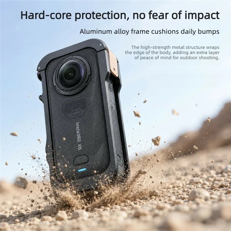 For Insta360 X6 Aluminum Alloy Camera Cage Quick Release Frame with Dual 1 / 4 Screw Holes - Black