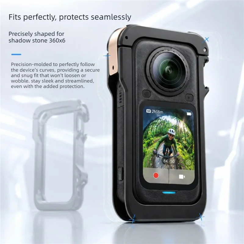 For Insta360 X6 Aluminum Alloy Camera Cage Quick Release Frame with Dual 1 / 4 Screw Holes - Black