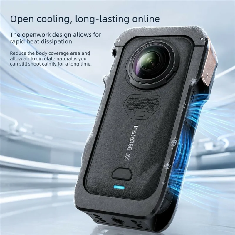 For Insta360 X6 Aluminum Alloy Camera Cage Quick Release Frame with Dual 1 / 4 Screw Holes - Black