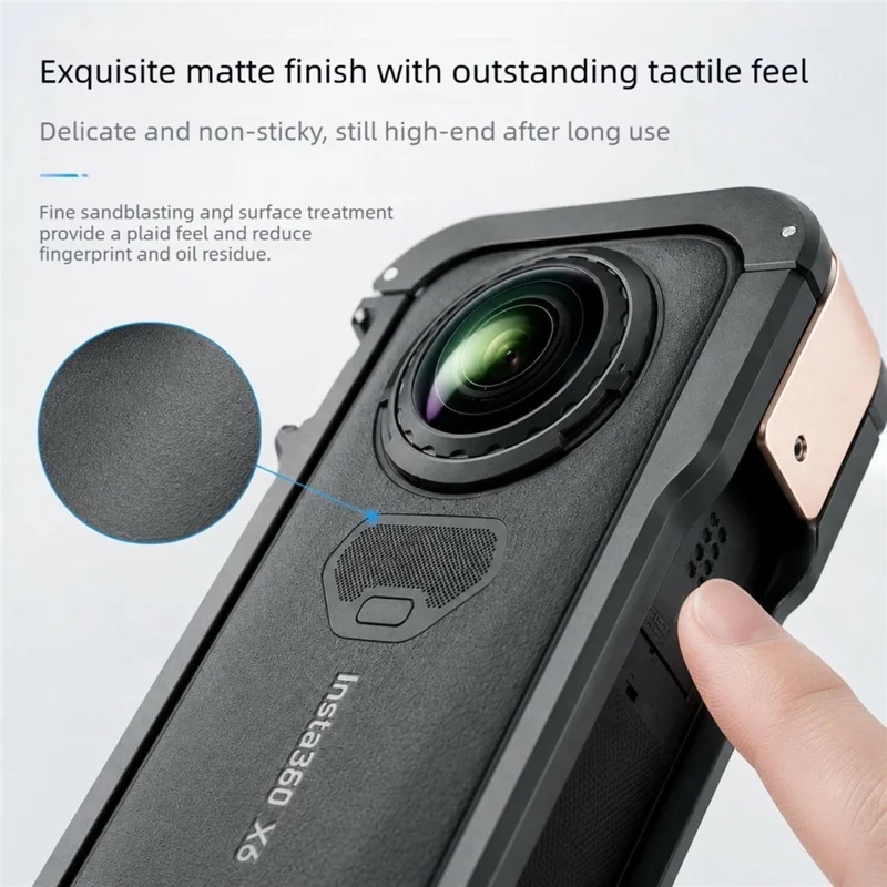 For Insta360 X6 Aluminum Alloy Camera Cage Quick Release Frame with Dual 1 / 4 Screw Holes - Black