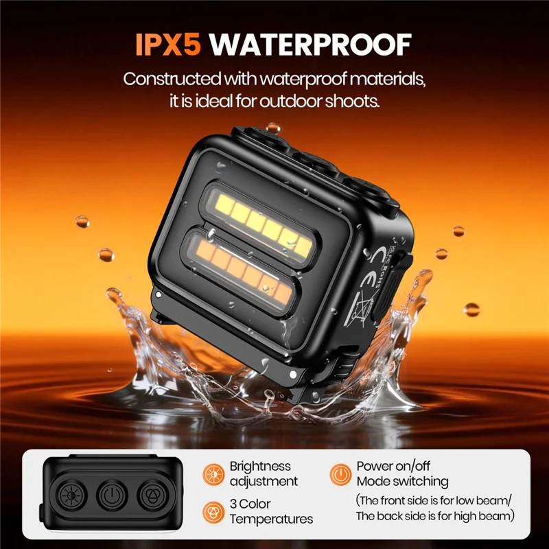 XJ111-AC 3W Portable Fill Light for DJI Osmo Nano / Action 5 / 4 / 3 Action Camera Magnetic Quick-Release LED Light - Black