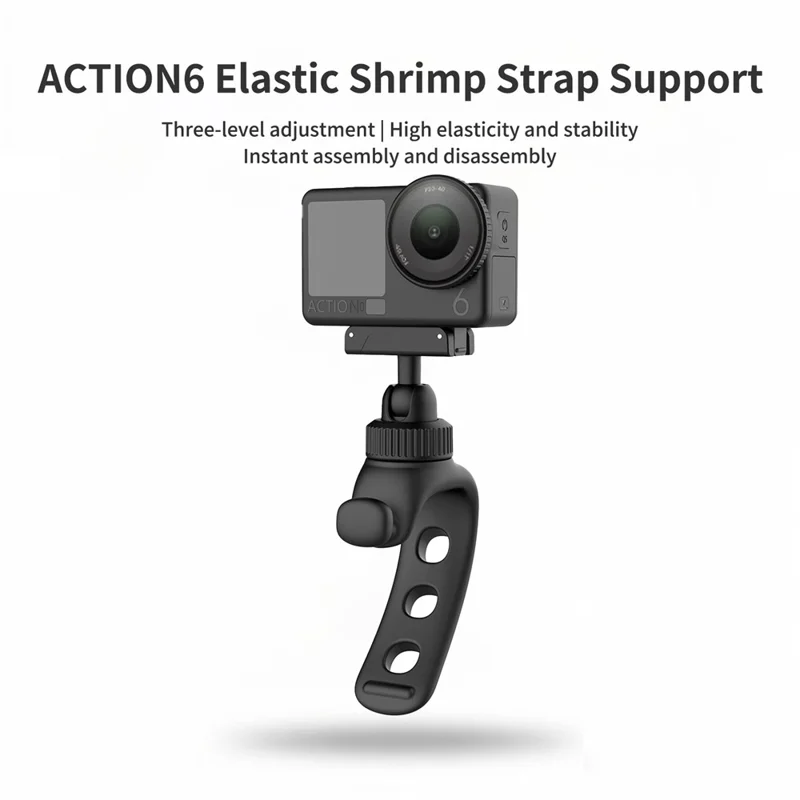 Suporte com Alça Elástica para DJI Osmo Nano / Action 6 Suporte de Câmara Ajustável em 3 Posições - Preto
