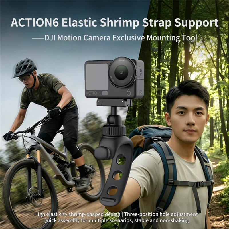 Suporte com Alça Elástica para DJI Osmo Nano / Action 6 Suporte de Câmara Ajustável em 3 Posições - Preto