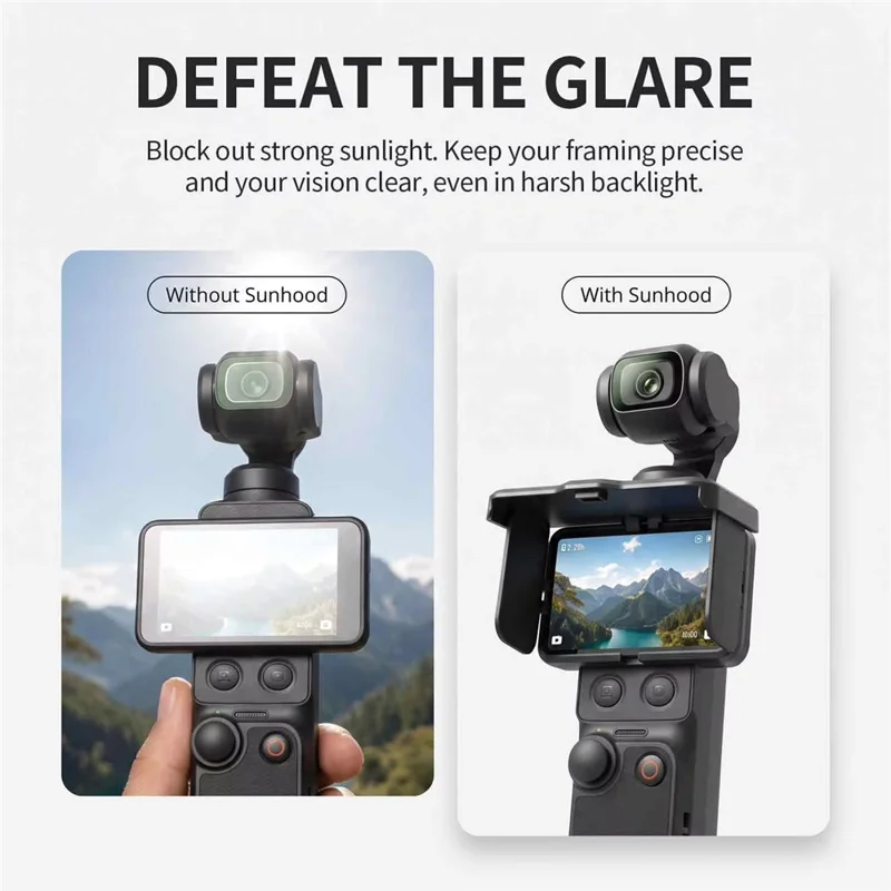 Screen Hood for DJI Osmo Pocket 4P  /  4  /  3 Anti-Glare Folding Screen Protective Cover - Black