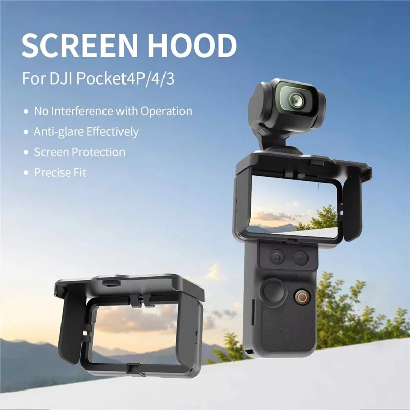Screen Hood for DJI Osmo Pocket 4P  /  4  /  3 Anti-Glare Folding Screen Protective Cover - Black