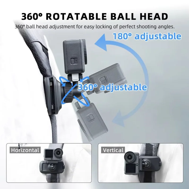 Para DJI Osmo Nano / Action 6 Suporte Magnético com Clipe para Mochila Ajustável 360° com Libertação Rápida - Preto