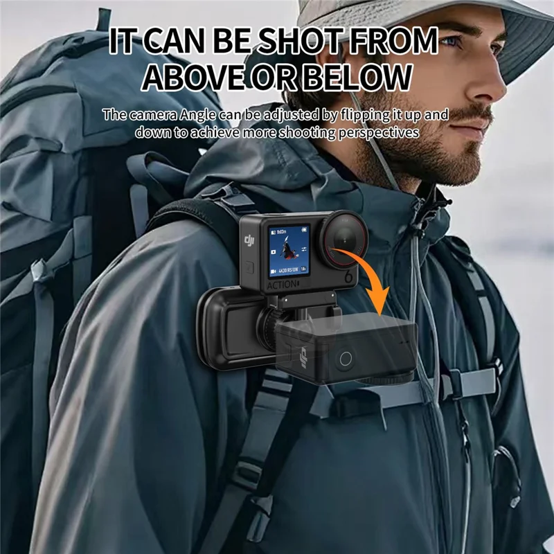 Para DJI Osmo Nano / Action 6 Suporte Magnético com Clipe para Mochila Ajustável 360° com Libertação Rápida - Preto