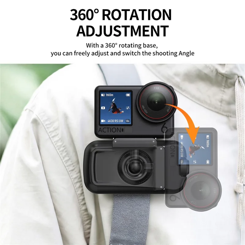 Para DJI Osmo Nano / Action 6 Suporte Magnético com Clipe para Mochila Ajustável 360° com Libertação Rápida - Preto