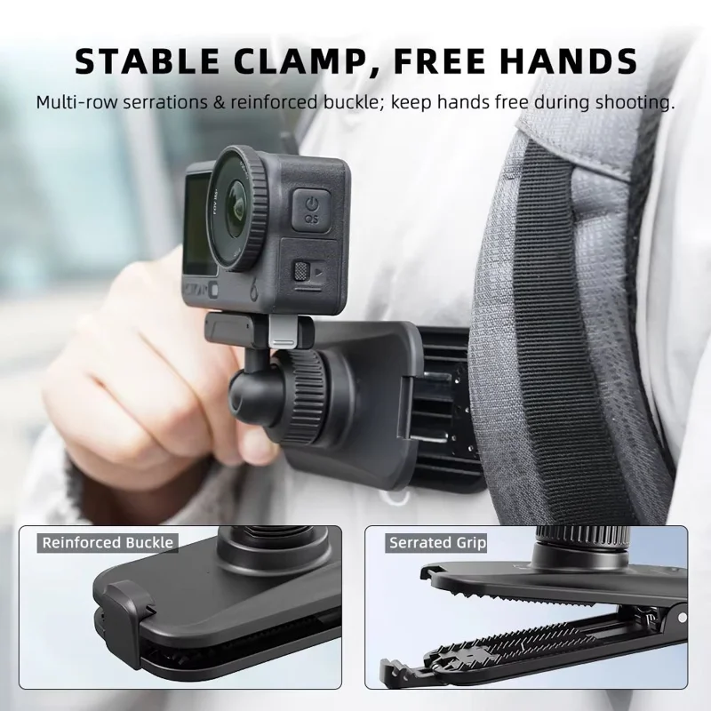 Para DJI Osmo Nano / Action 6 Suporte Magnético com Clipe para Mochila Ajustável 360° com Libertação Rápida - Preto