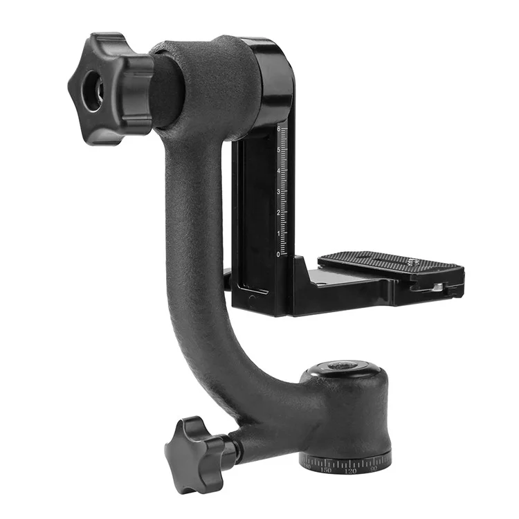 Panoramischer 360-Grad-Vertikaler Gimbal-Stativkopf mit 1/4-Zoll-Schraube, Teleobjektiv-Schnellwechselplatte für DSLR-Kameras