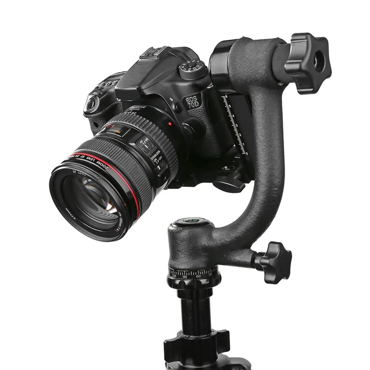 Panoramischer 360-Grad-Vertikaler Gimbal-Stativkopf mit 1/4-Zoll-Schraube, Teleobjektiv-Schnellwechselplatte für DSLR-Kameras