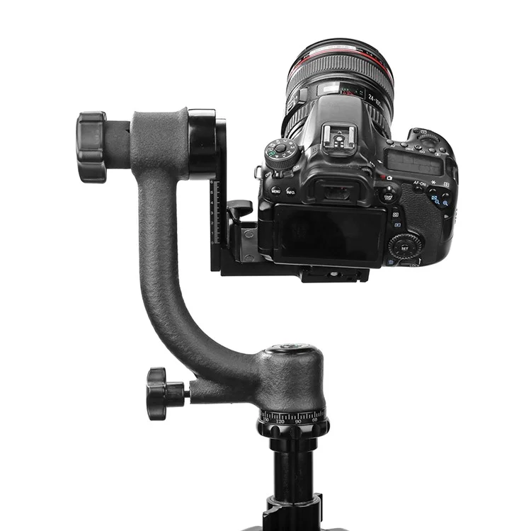 Panoramischer 360-Grad-Vertikaler Gimbal-Stativkopf mit 1/4-Zoll-Schraube, Teleobjektiv-Schnellwechselplatte für DSLR-Kameras